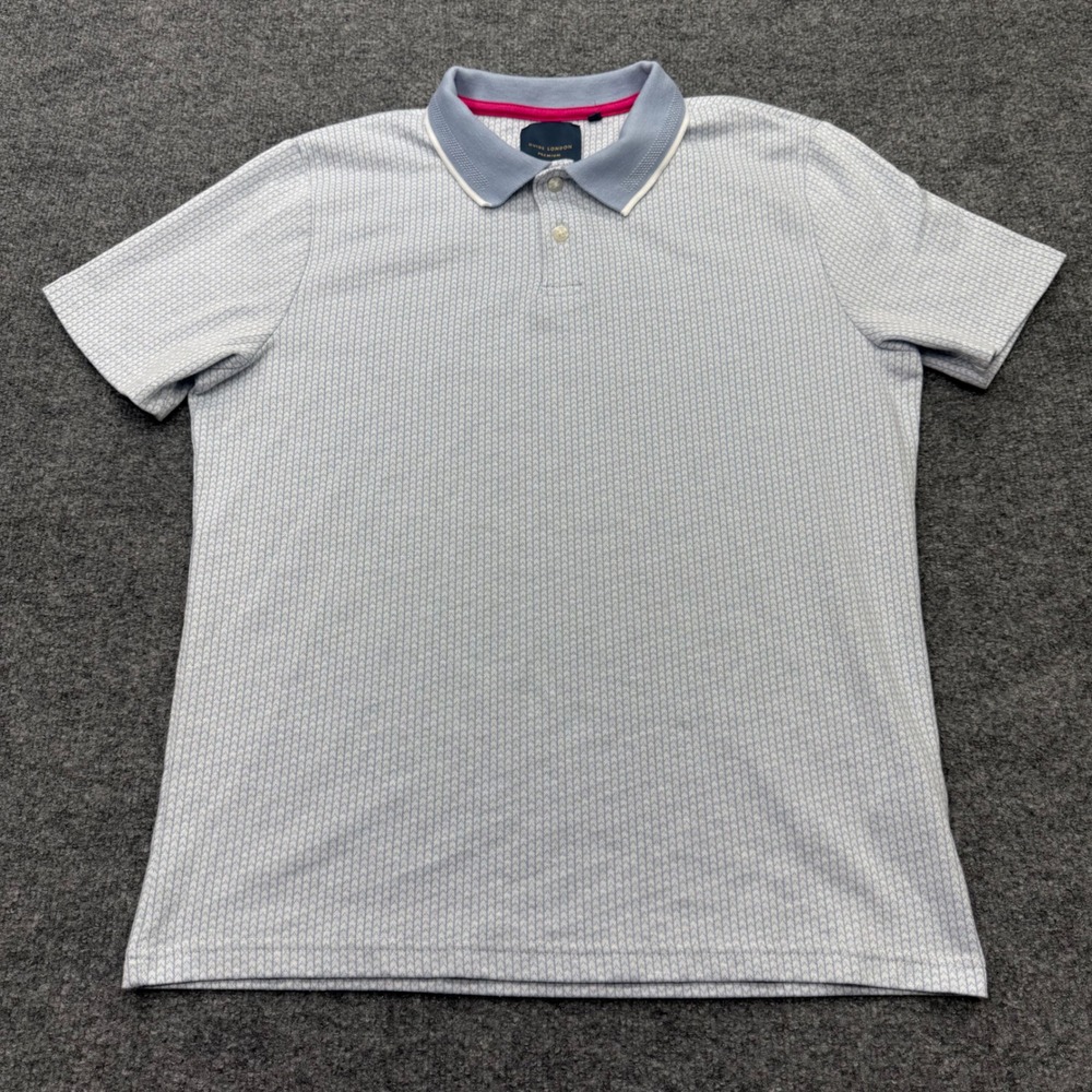 Guide London Premium Mens Light Blue Textured Knit Short Sleeve Polo Shirt L